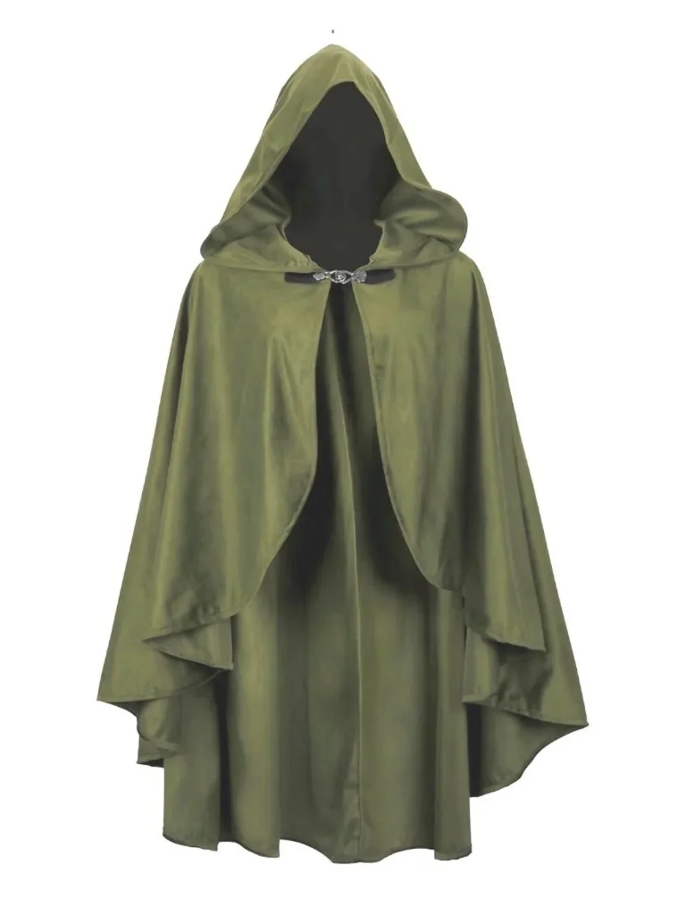Hooded Cloak Green Medieval Renaissance Halloween Cape Adult One Size